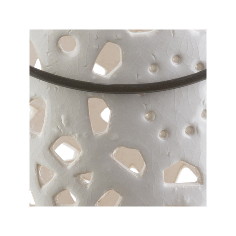 Lanterne de table en céramique Alica, H 11 po x l 6,5 po x P 6,5 po, Blanc