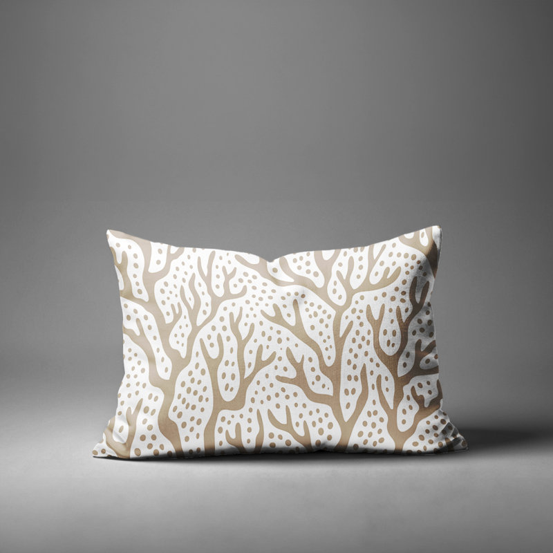 Barnon Abstract Outdoor Reversible Throw Pillow, Beige, 14"H x 20"W