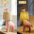 13.8 in. Pink Giraffe-Shaped Resin Base Table Lamp with Raffia Shade, Built-in LED for Kids Room or Nursery-2067385897