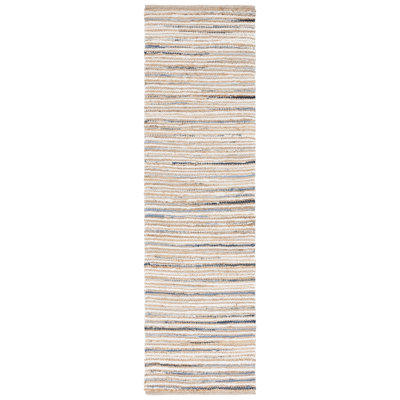 Abott Woven Jute/Canvas/Cotton Rug in Beige/Natural/Light Blue
