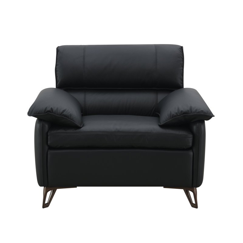 Fauteuil d'appoint en cuir fleur Markus