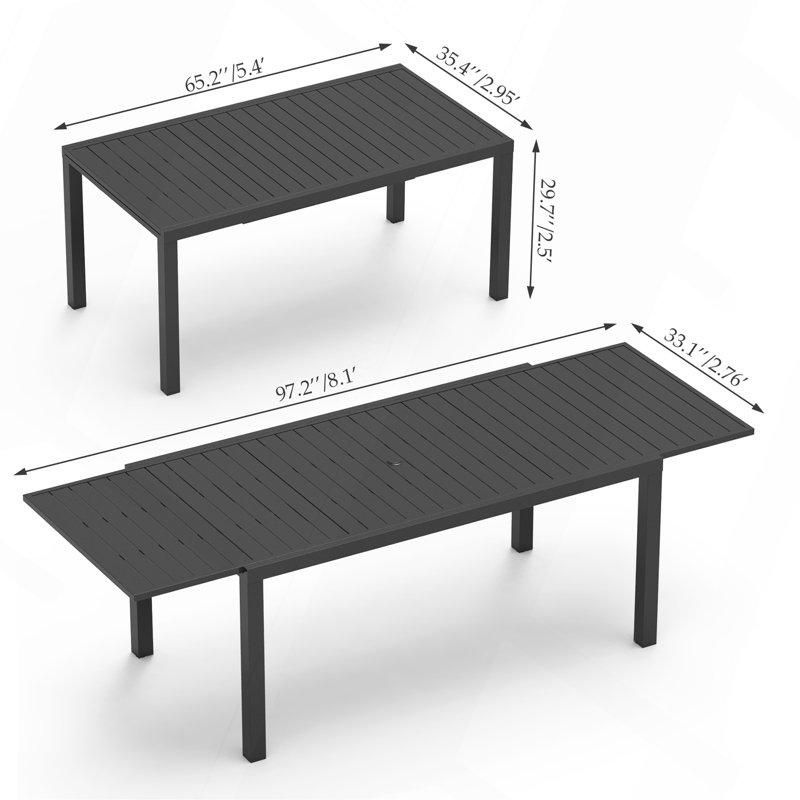 Extendable Aluminum Outdoor Dining Table