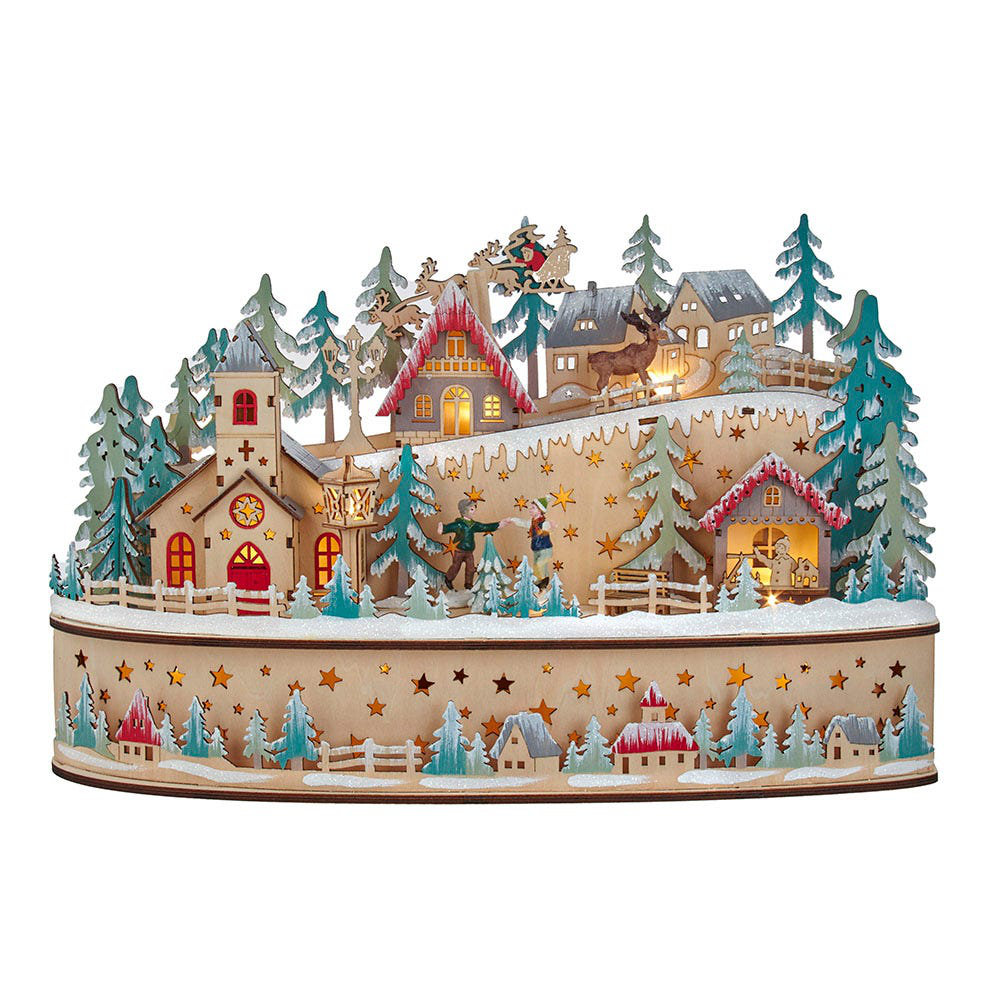 Kurt Adler 11.2 Inch Battery Operated Light Up Christmas Village
