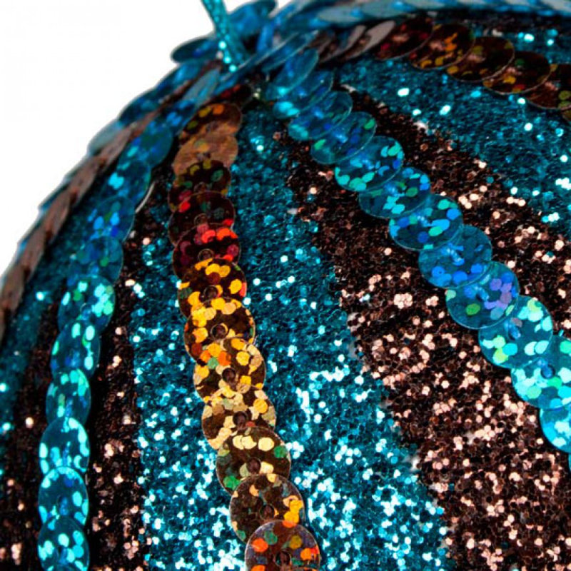 10cm Bauble, Brown and Turquoise