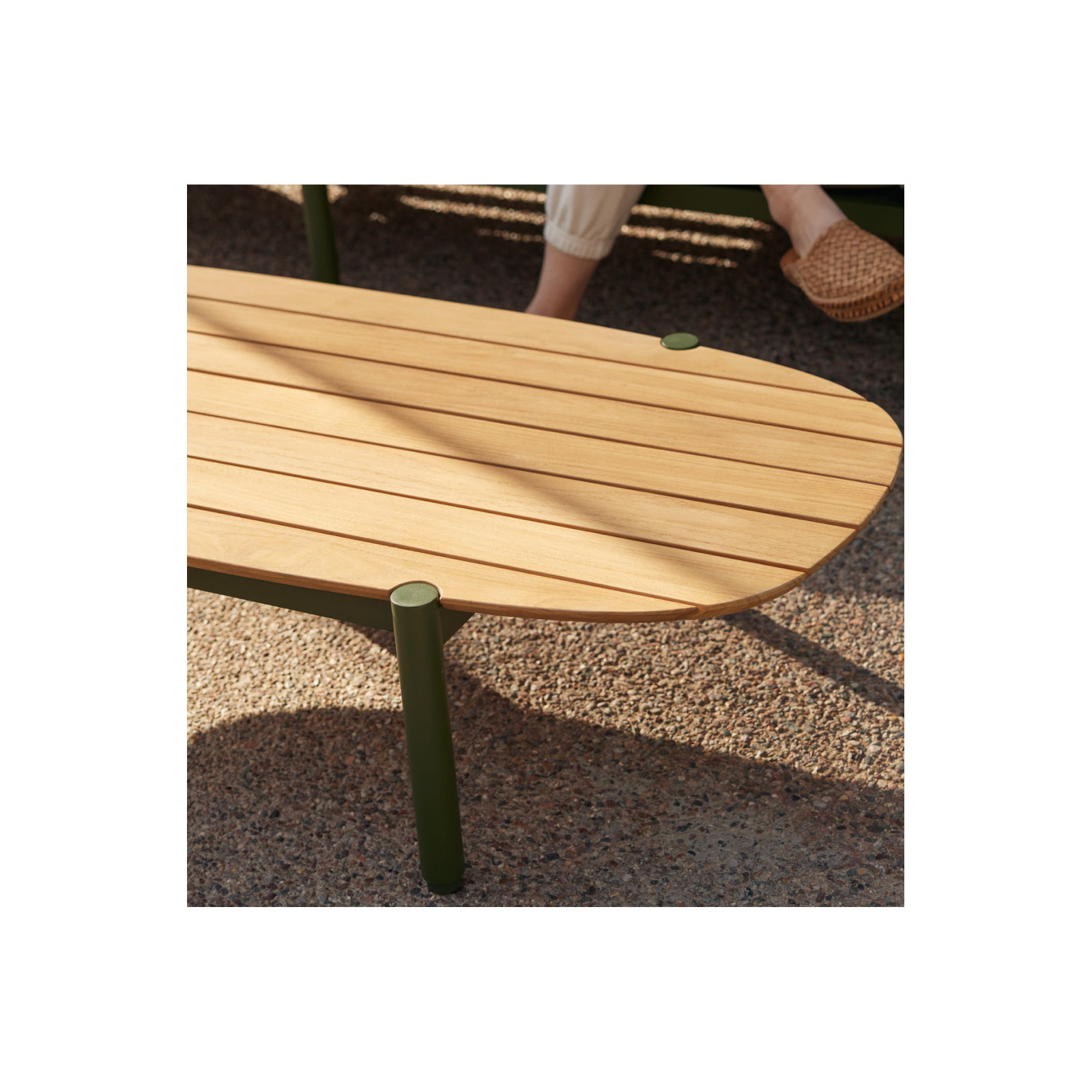 Terra 52'' Teak Outdoor Coffee Table, Olive