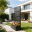 Écran d'intimité à motif de feuilles avec boîte à fleurs, clôture décorative autoportante en métal pour patio et balcon