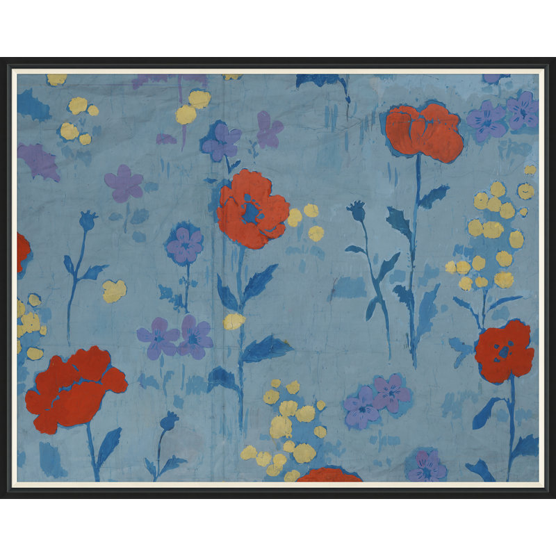 Poppies Print by Paule Marrot, Black Framed, 43" H x 54" W x 1.25" D