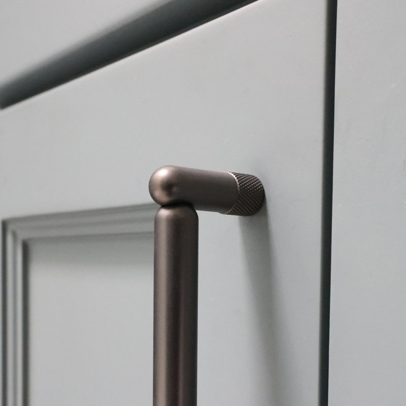 Knurled Brass Bar Pull, 8", Graphite