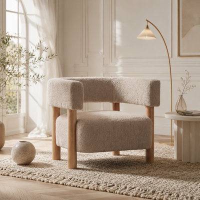 Boucle Upholstered Accent Arm Chair