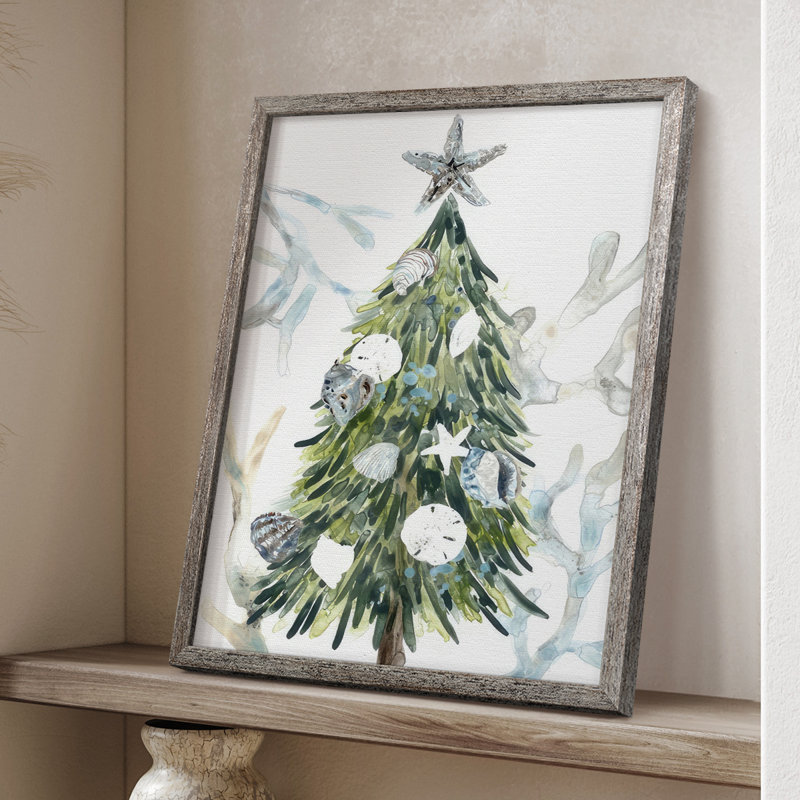Coastal Christmas Shell Collection, reproduction encadrée B - bois massif