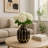 Addington Fluted Sculptural Ceramic Table Vase for Shelves or Bedroom Accent - Elegant Tall Flower Vase for Modern Home Table Decor Piece - Black & Gold-1647806551-1688702967