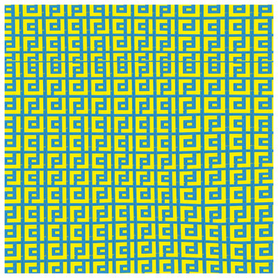 Édredon bleu, jaune et grec