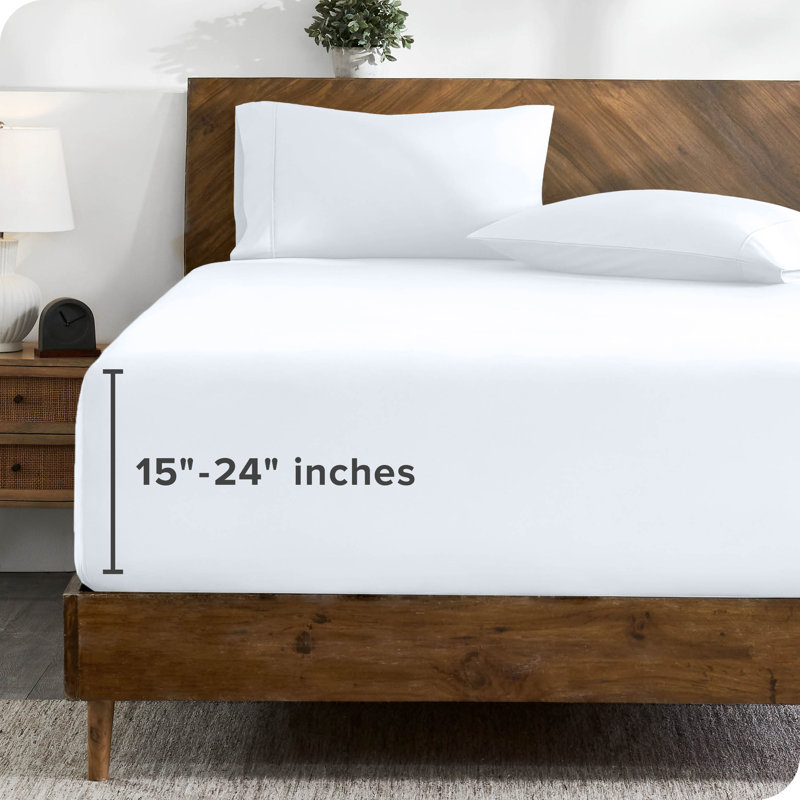 24" Extra Deep Pocket Microfiber Fitted Sheet, Queen Fitted Sheet, White