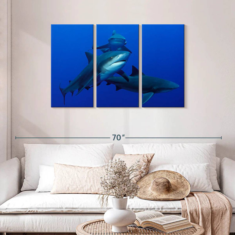 Brampt Triple Sharks, 28" H x 45" W