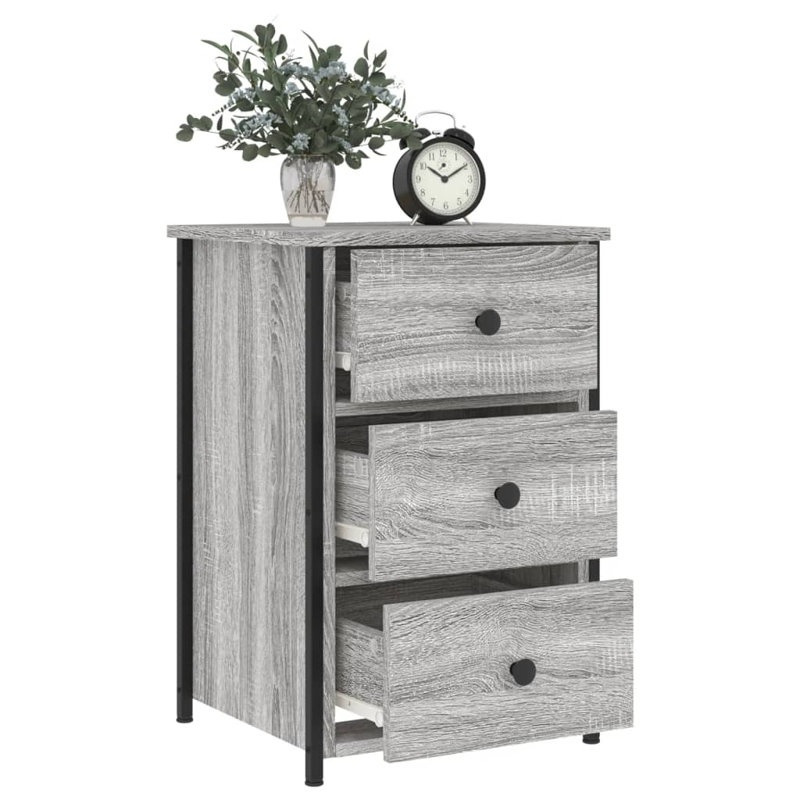 Caulkins 40cm W Iron Bedside Table, Grey Sonoma, Set of 2
