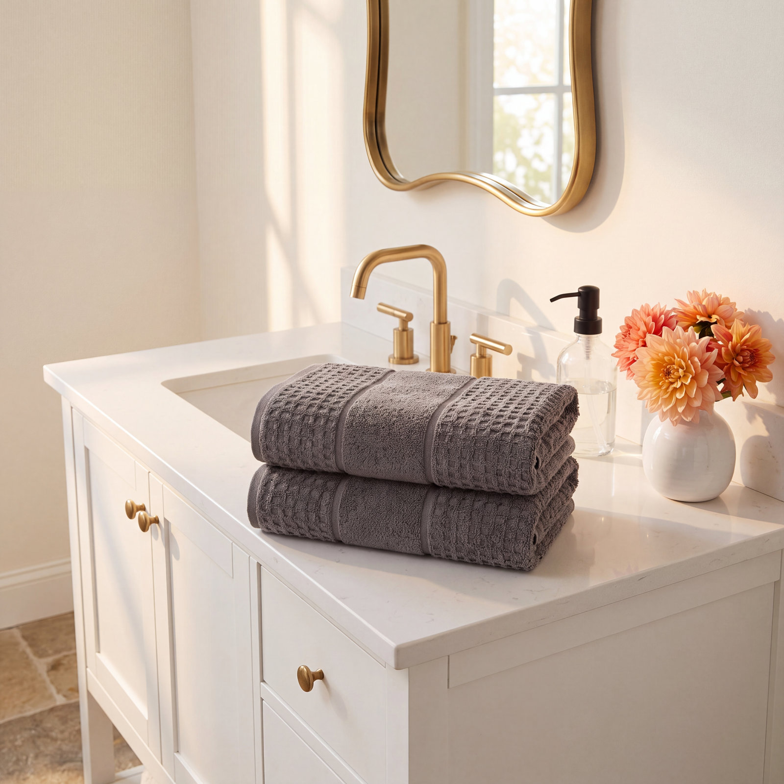 Hiyabel Waffle Cotton Bath Sheet Set, Charcoal