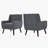 Jaqueze Upholstered Gray Cotton Blend Wide Back Armchair with Solid Wood Leg-840372070
