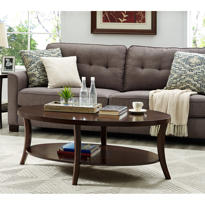 Perth Espresso Oval Coffee Table with Shelf