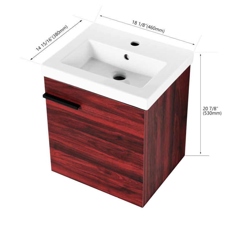 Ensemble de meuble-lavabo simple avec plateau Abida, Brun
