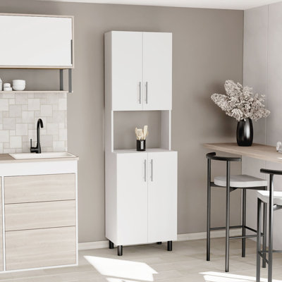 Vergas 76,8" Tall Two Cabinets Kitchen Pantry White by Ebern Designs