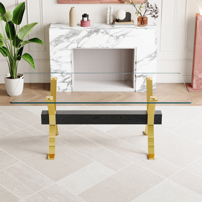 71'' Glass Dining Table,Rectangular Kitchen & Dining Table