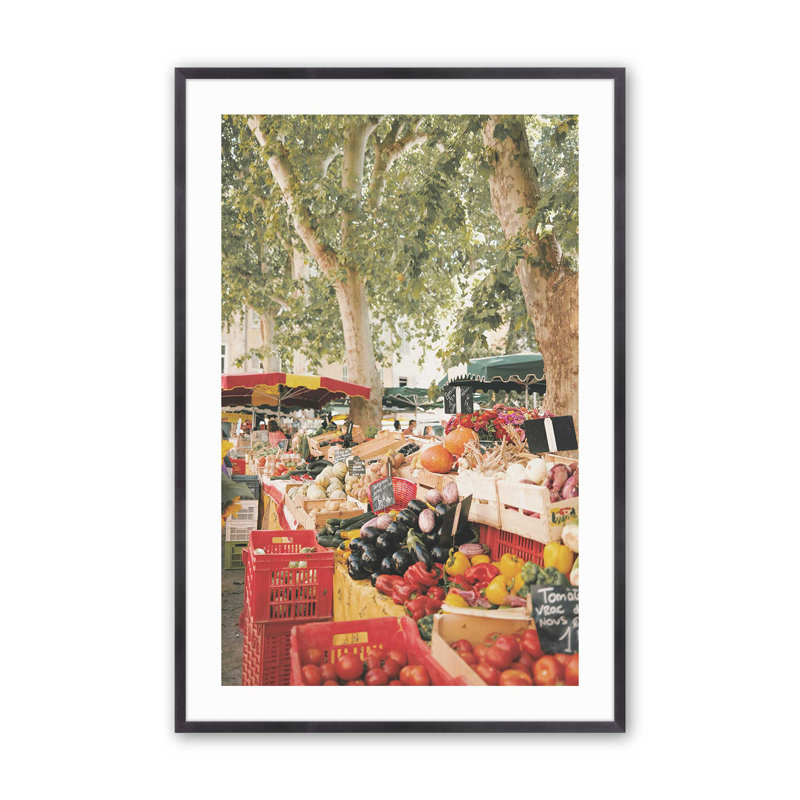 «Market Treasures», dans un cadre doré poli, Cadre simple en zinc patiné, H 11,25 po x l 9,25 po x P 1,25 po