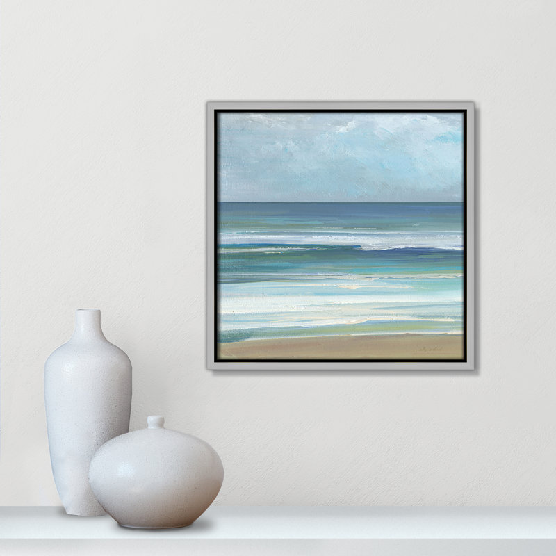«Gentle Waves I» par Sally Swatland, Argent argent, H 13,5 po x l 13,5 po