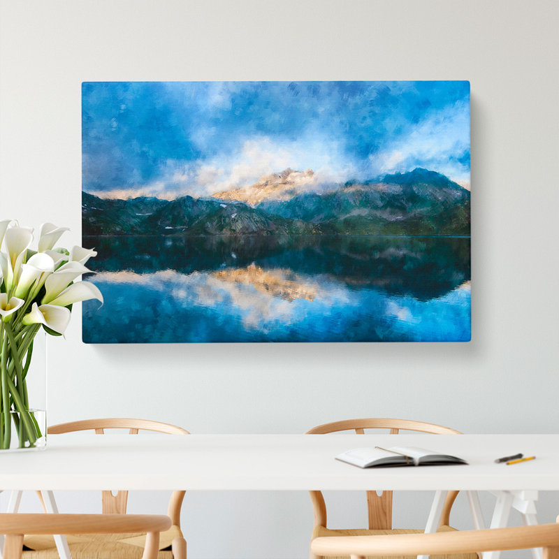 Idyllic Lake And Mountain - Wrapped Canvas, 40cm H x 60cm W x 3cm D