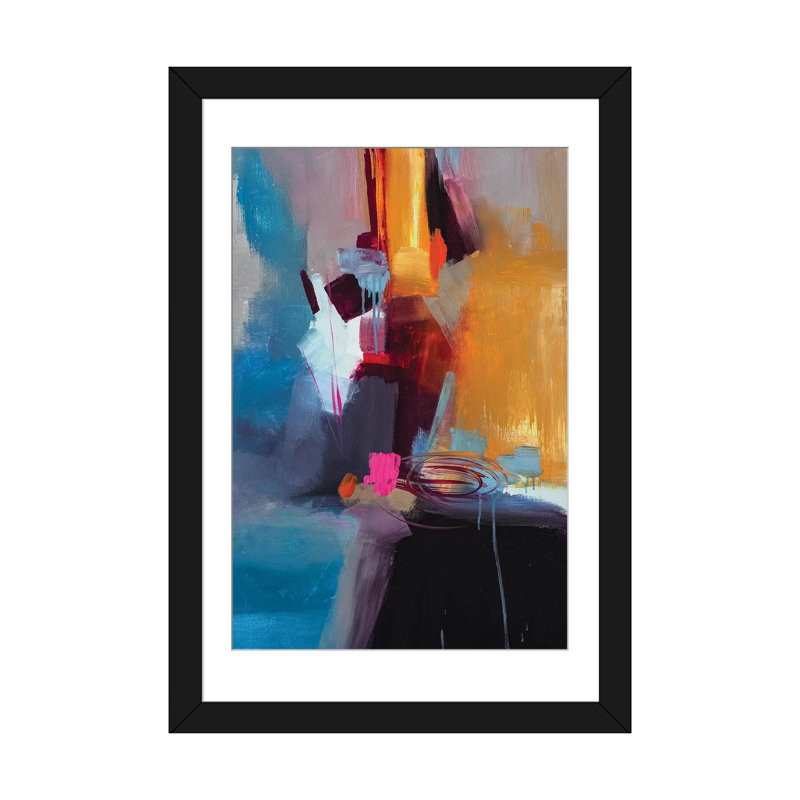 Estampe numérique sur toile Jazzy Abstract VII, Cadre d'angle ouvert noir, Blanc, H 32 po x l 24 po x P 1 po