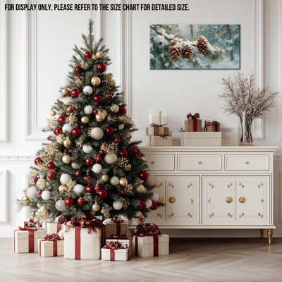 Hiver, décoration murale, pommes de pin, art mural de Noël, impressions sur toile de paysage d'hiver, peinture de scène d'hiver pour mur de salon, reproduction sur toile tendue, 12 po x 24 po
