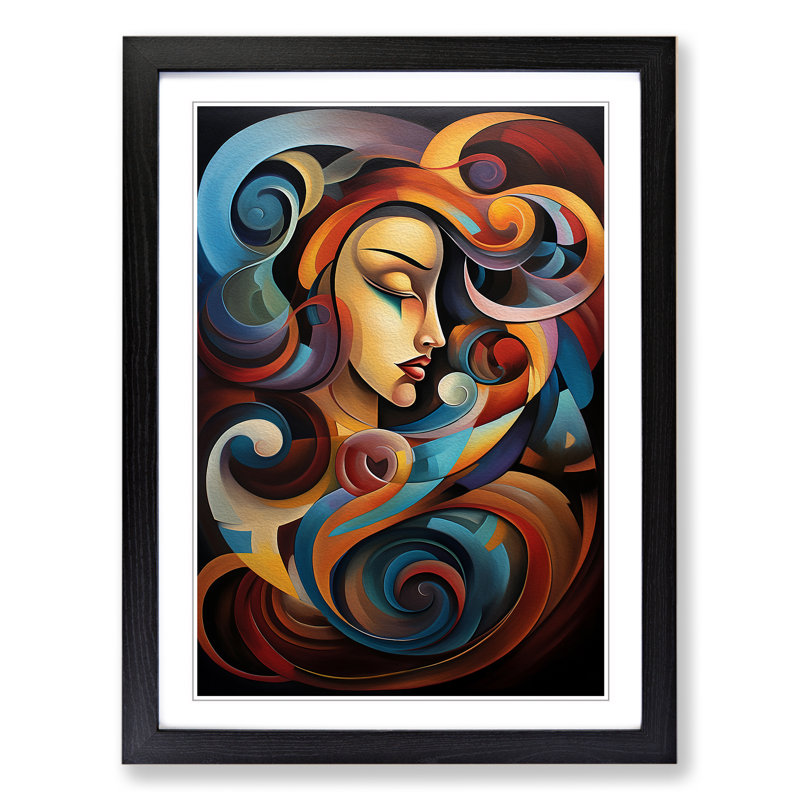 Aquarius Zodiac Abstract - Framed Print, Black Framed, 64cm H x 46cm W x 2cm D