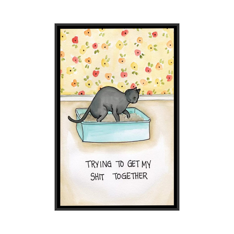 "Shit Together" par Jamie Morath-impression, H 26 po x l 18 po x 1,5 po, Toile avec cadre noir, Pas de tapis