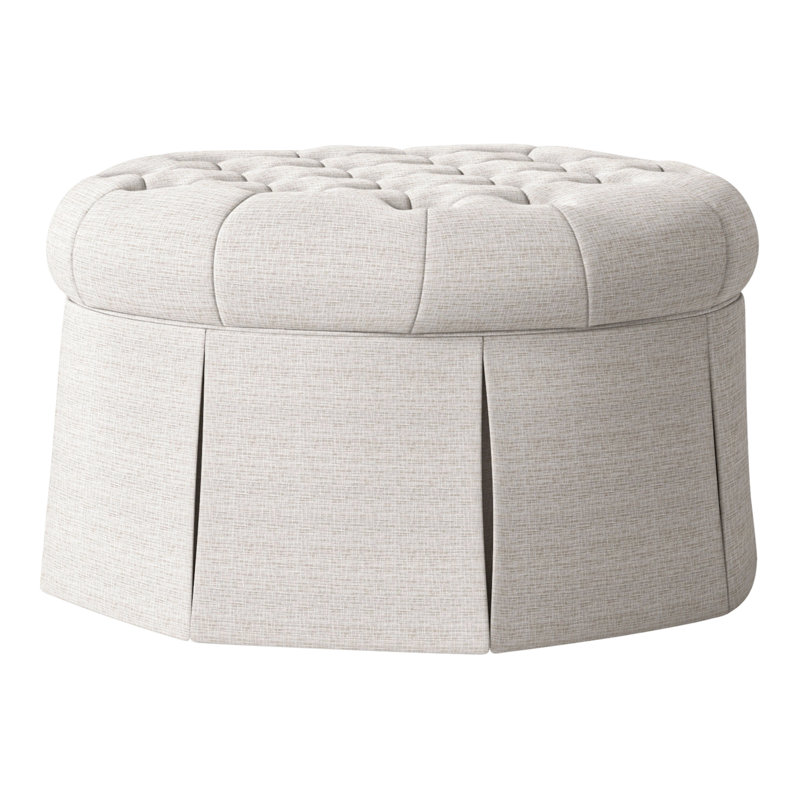 Repose-pieds cocktail capitonné rond 35 po Alma, Perigold brise-glace White Sands