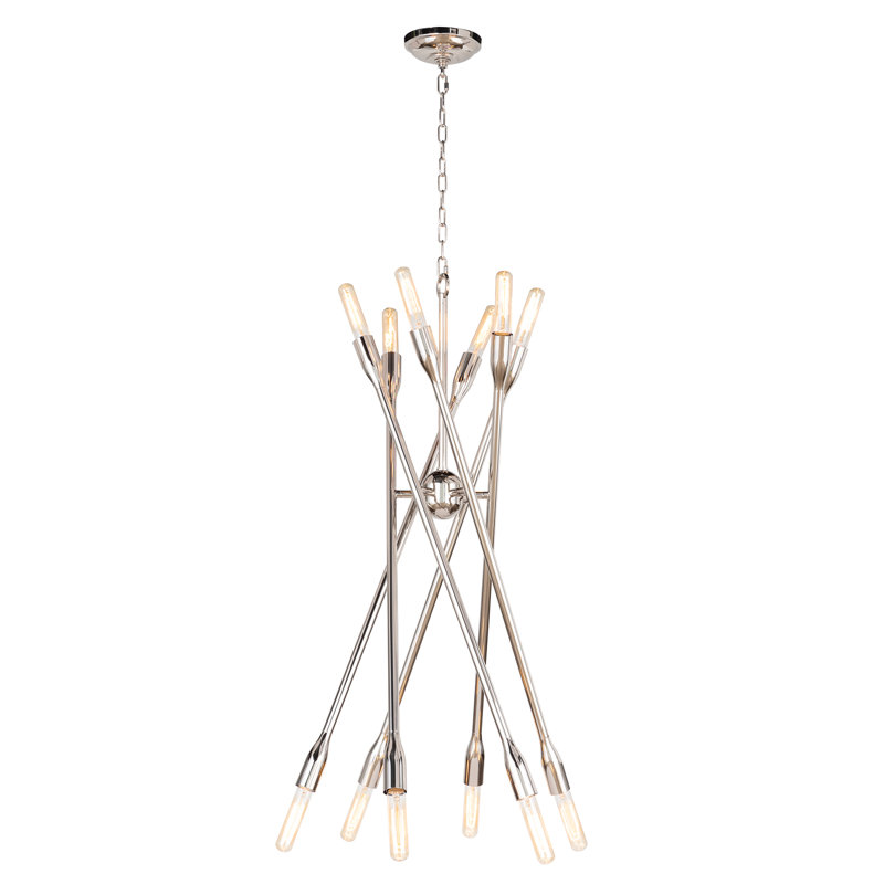 Cobra 12 - Light Chandelier, 27" H x 43" W x 43" D, Polished Nickel