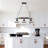 3 - Light Industrial Billiard Ball Dimmable Linear Chandelier with Amber Glass Shades