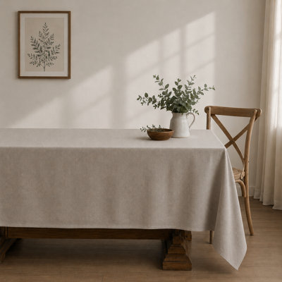 Heavyweight Linen Textured Rectangle Spill Resistant Tablecloth