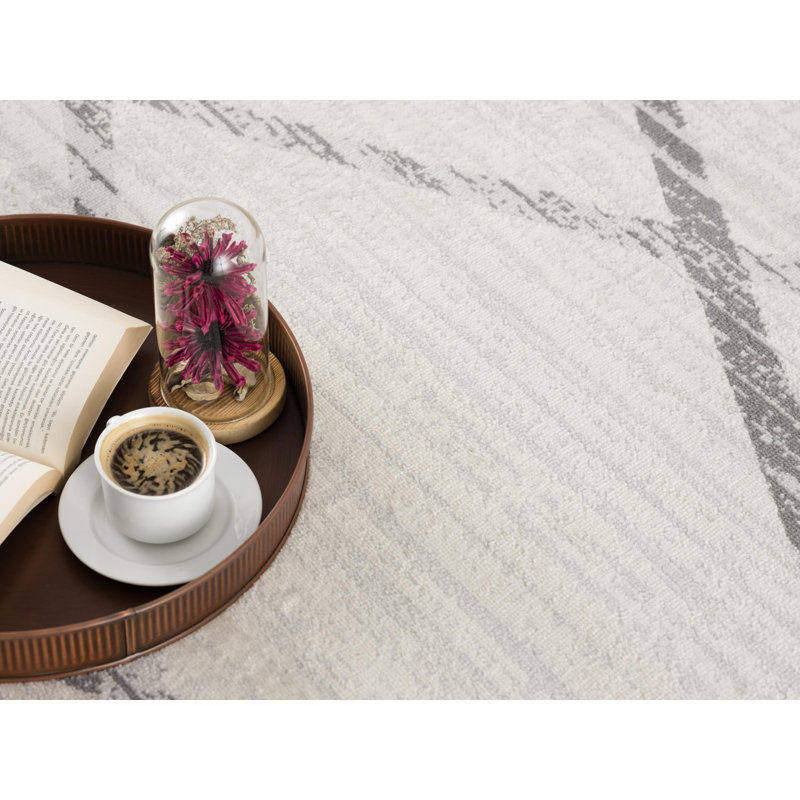 Kymiere Abstract Gray/Cream Area Rug, Rectangle 7'9" x 10'9"