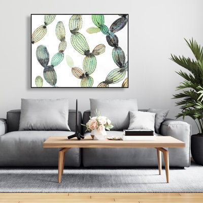 Motif de cactus - Toile exotique encadrée pour la décoration intérieure