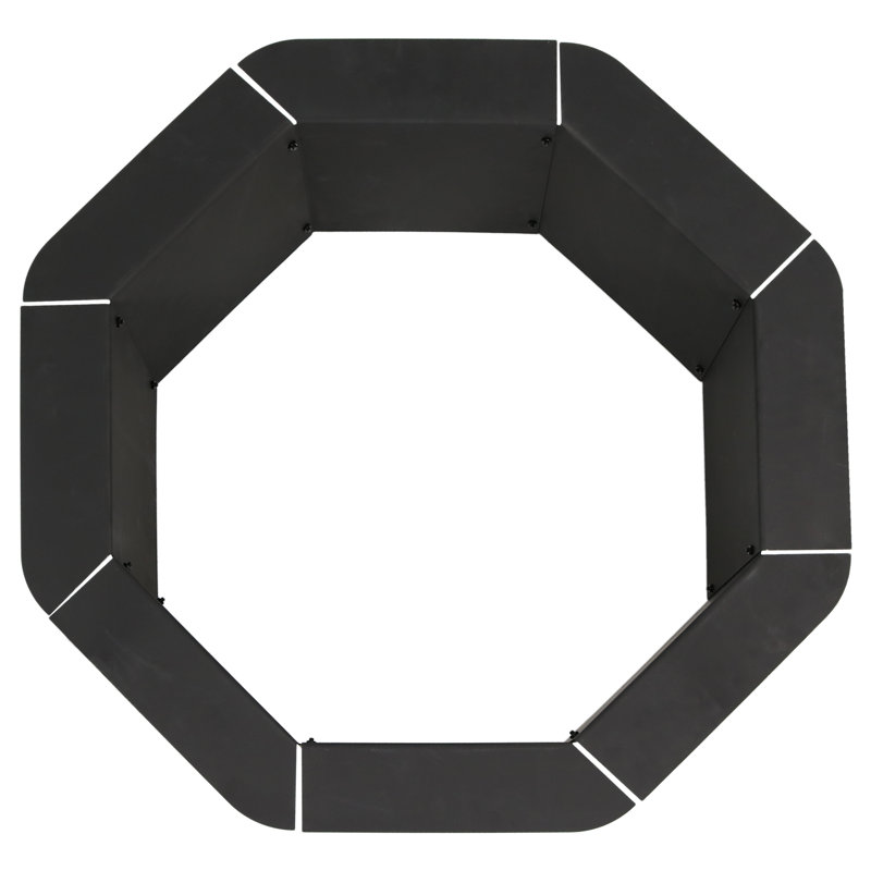 38" Black Steel Octagonal Wood-Burning Fire Pit Ring
