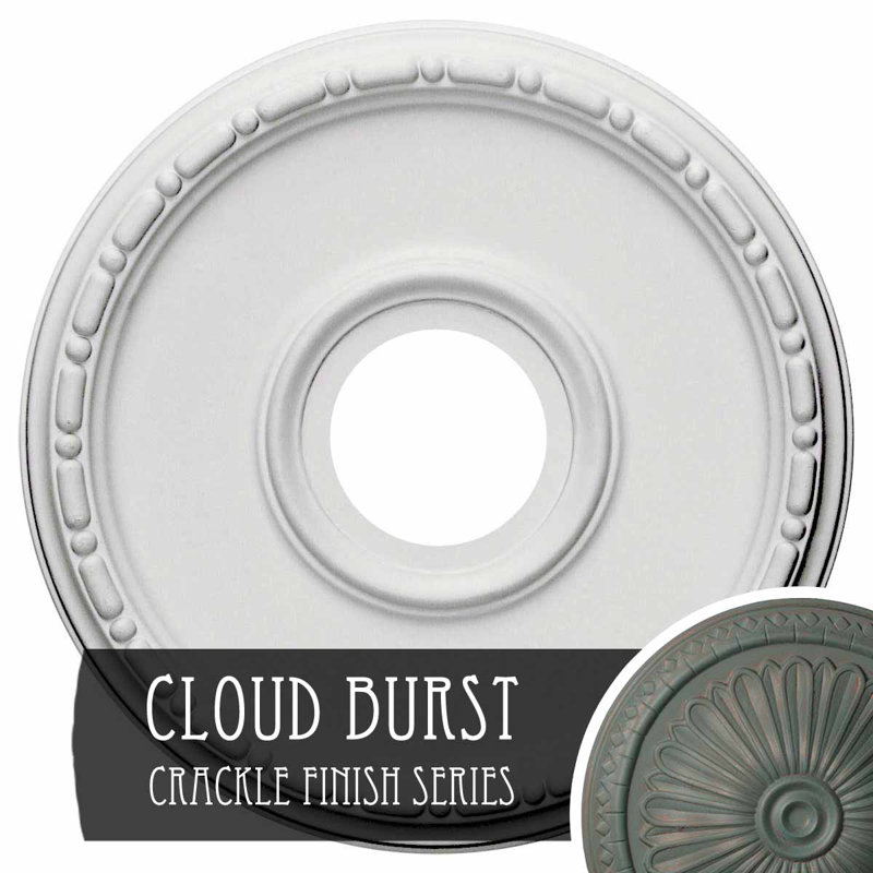 Médaillon de plafond Endurathane Medea, DE 16 1/2 po x P 3 7/8 po x P 1 1/2 po (convient aux auvents jusqu'à 5 3/8 po), finition craquelée en nuage peinte à la main