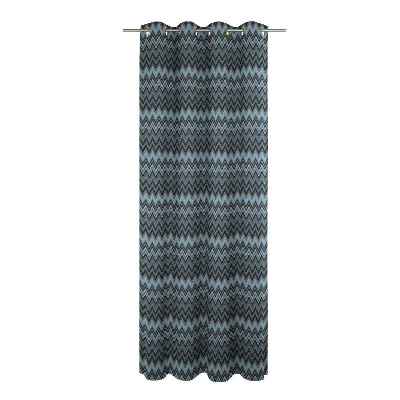 Kurtus Room Darkening Curtain Single Panel, 132cm Width x 175cm Drop, Blue/Black/Grey