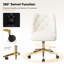 Chaise de bureau moderne capitonnée avec base dorée, hauteur réglable et fonction d'inclinaison-2083701524