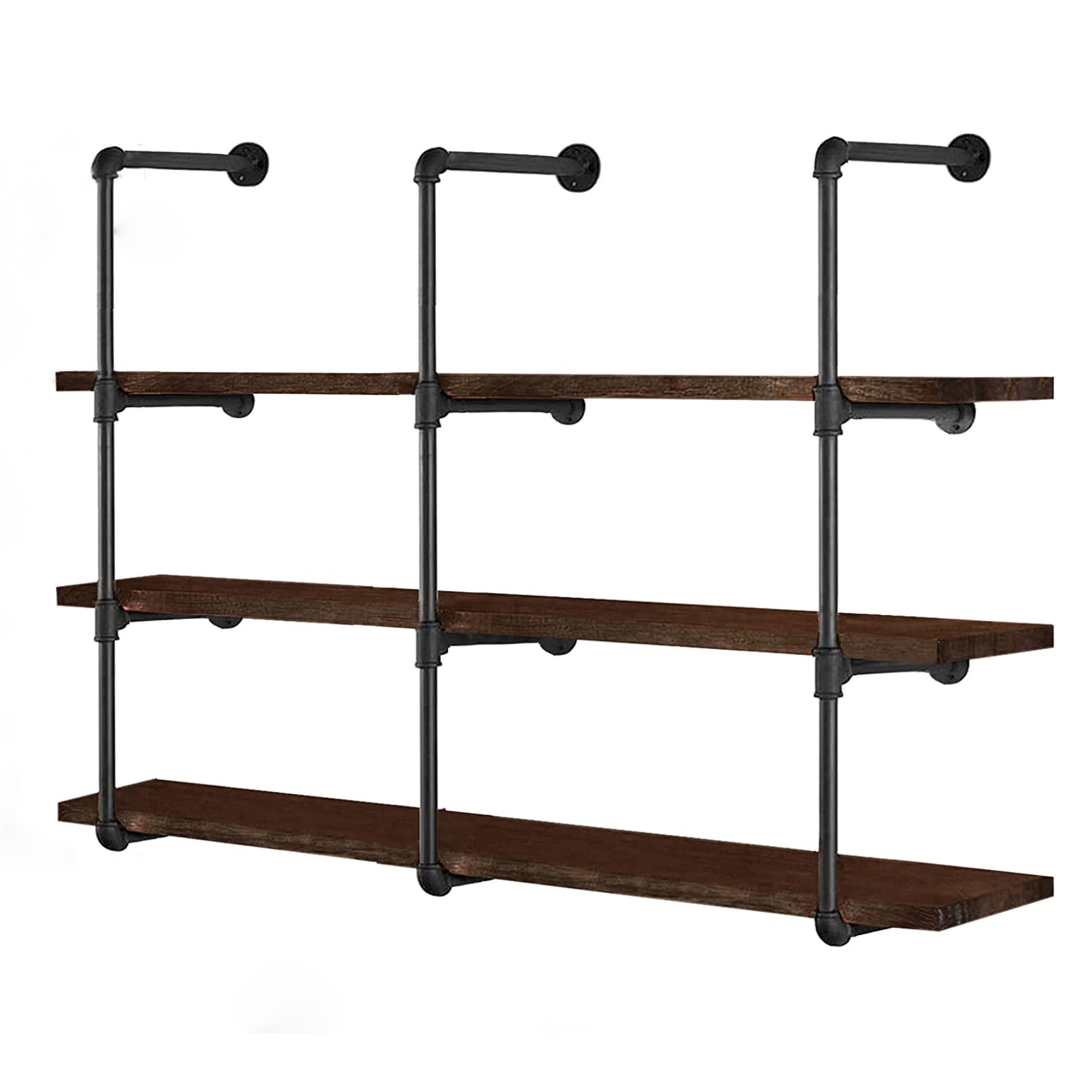 & Friedeborn & Metal Wayfair Williston Reviews (Wood Included) Planks Black Style Iron 3-Tiered Forge Flanges Not Pipe Shelf | D.I.Y