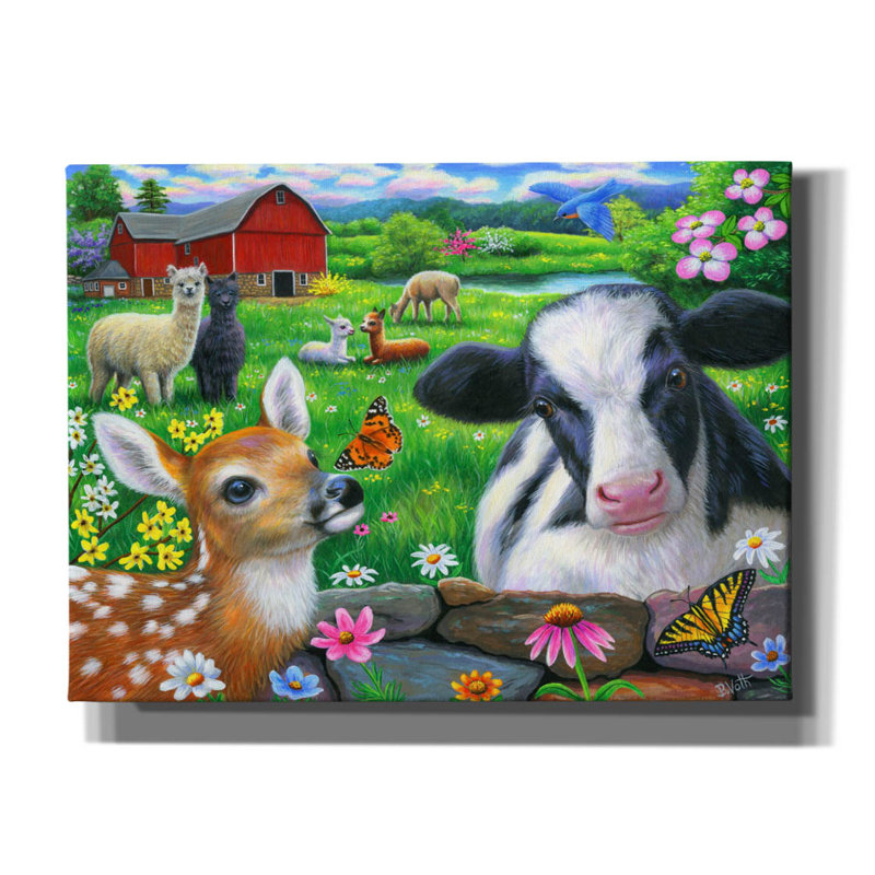 «Friends At The Farm» par Bridget Voth, H 40 po x l 54 po x P 1,5 po
