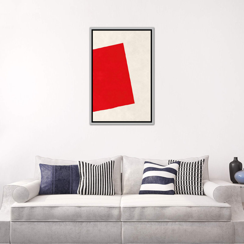 « red square (after albers) », impression, Toile avec cadre argenté, H 40 po x l 26 po x P 1,5 po