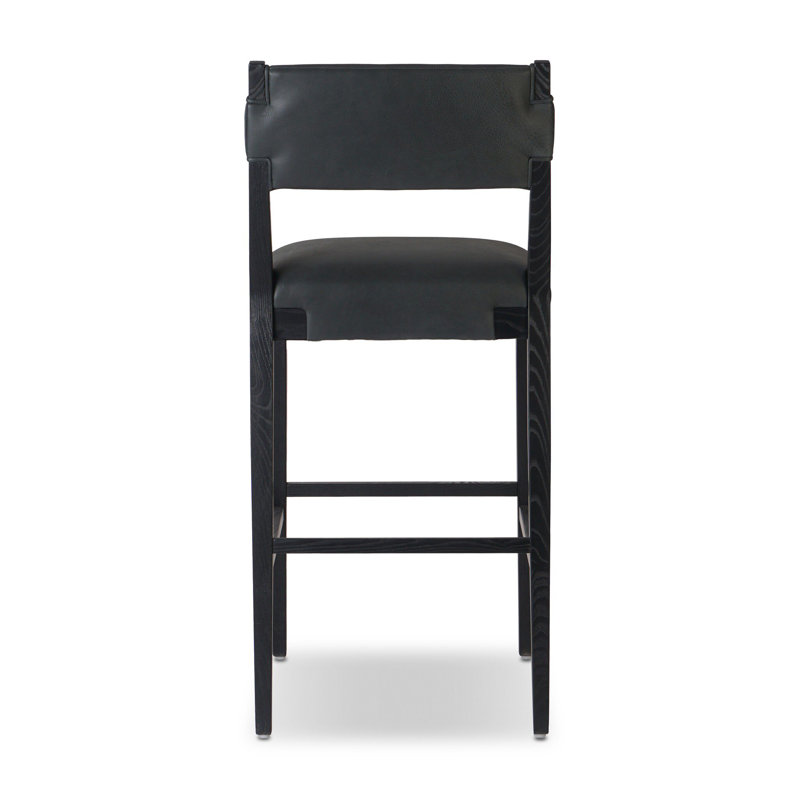 Tamari Stool-Sonoma Chestnut-Bar, Black, Black Genuine Leather, Bar Stool (31.26" Seat Height)