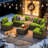 14 Pcs Outdoor Cushion Slipcovers All-Weather Patio Cushion Covers For Outdoor Furniture, Covers Only-1151527095