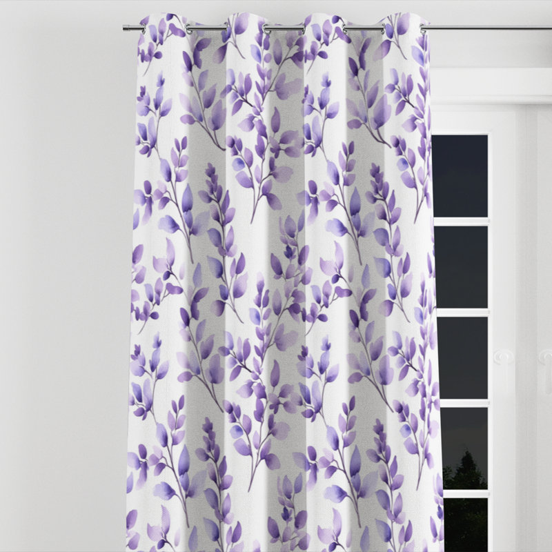 Rideaux de fenêtre abstraits - 1 rideau à œillets Boho Lavender Drift, L 52 po x L 120 po, Œillets argentés