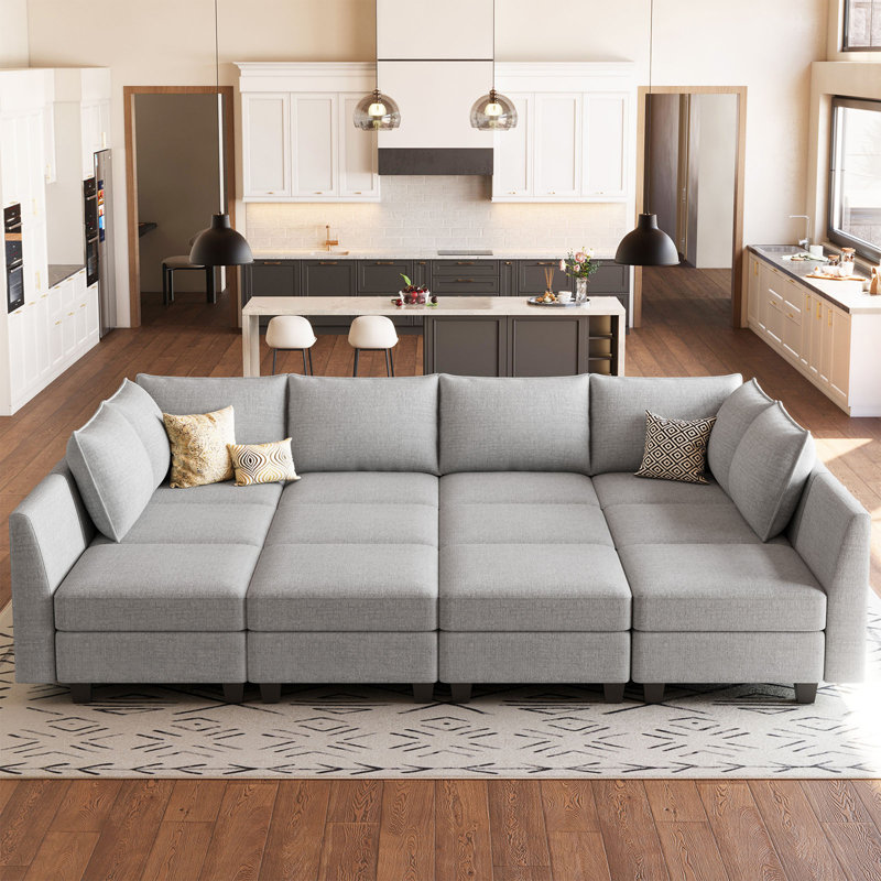 Uthyr Chenille Oversized King Sofa Bed Storage Sleeper Convertible U Shaped L Shaped Couch Modular Sectional Sofa With Detachable Washable Cushion