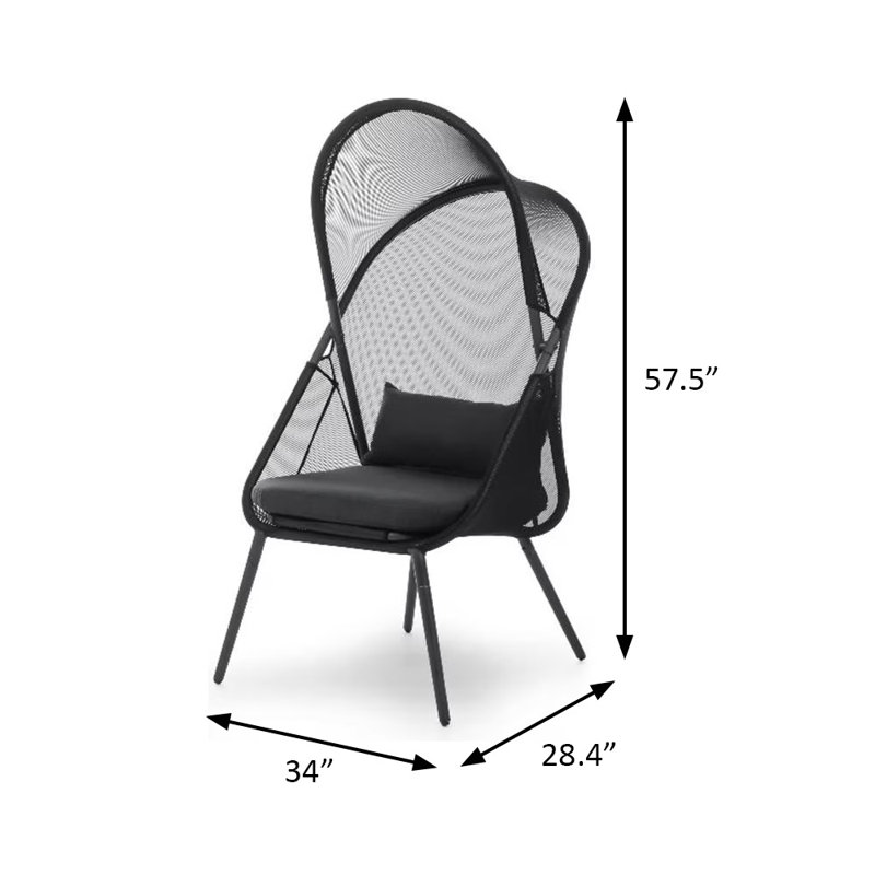 Chaise moderne pliable de 34 po de largeur, noir, Noir